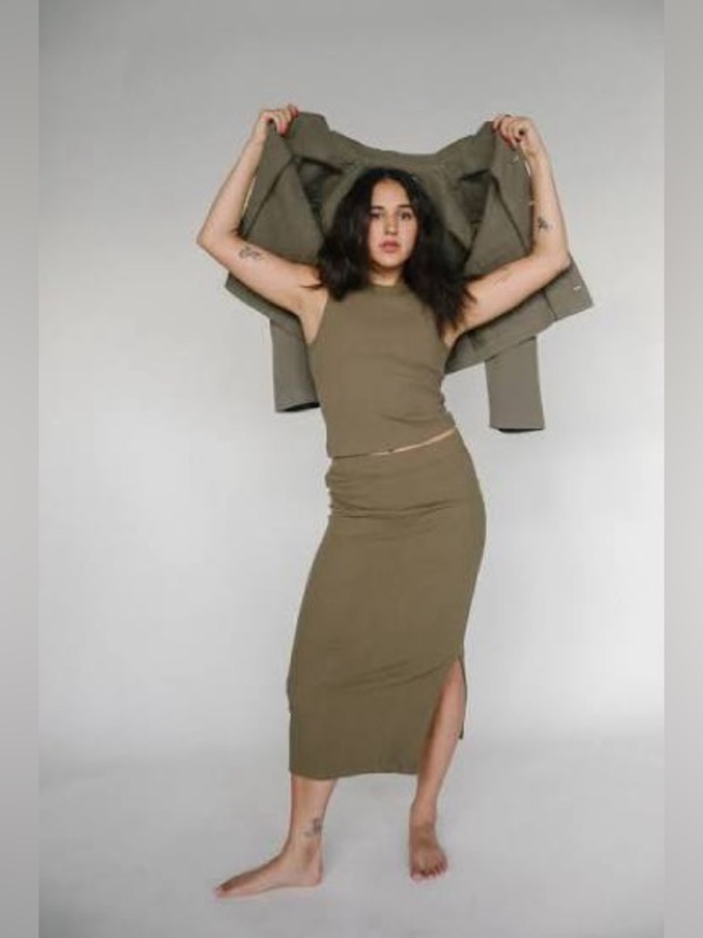 Rails Olive Ribbed Angie Skirt